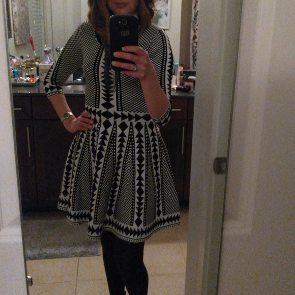 Nina Leonard Black & White Geo Print Dress XS - Picture 8 of 8